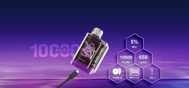 High Quality Grativape Gbot 10000 Puffs Disposable Vape Pen Wholesale with 5% Nicotine and Rechargeable Battery 3