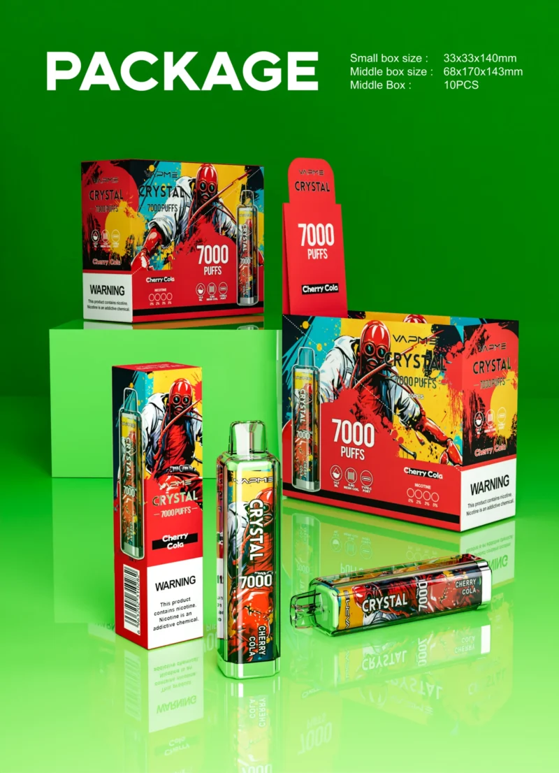 Wholesale VAPME CRYSTAL 7000 Puffs 0% 2% 3% 5% Nicotine 18ml Disposable Vape Pen 21 Flavors 1
