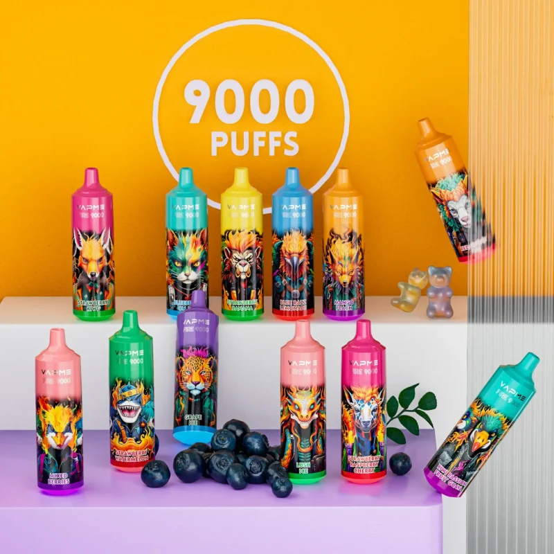 Vapme Fire 9000 Puffs Wholesale Disposable Vape Pen with 18 Flavors 650mAh 18ml Pre-Filled 0% 2% 3% 5% Nicotine RGB Light 3