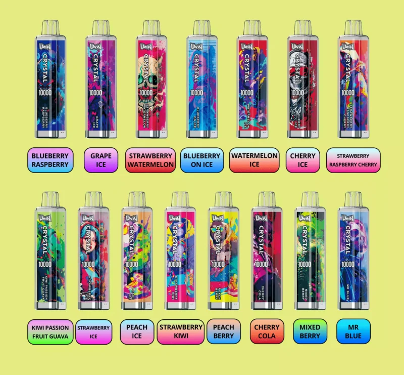 Uwin Crystal 10000 Puffs Rechargeable 650mAh Wholesale Disposable Vape RGB Lights Nicotine 0 2 3 5 15 Flavors Factory Bulk Buy 11 scaled