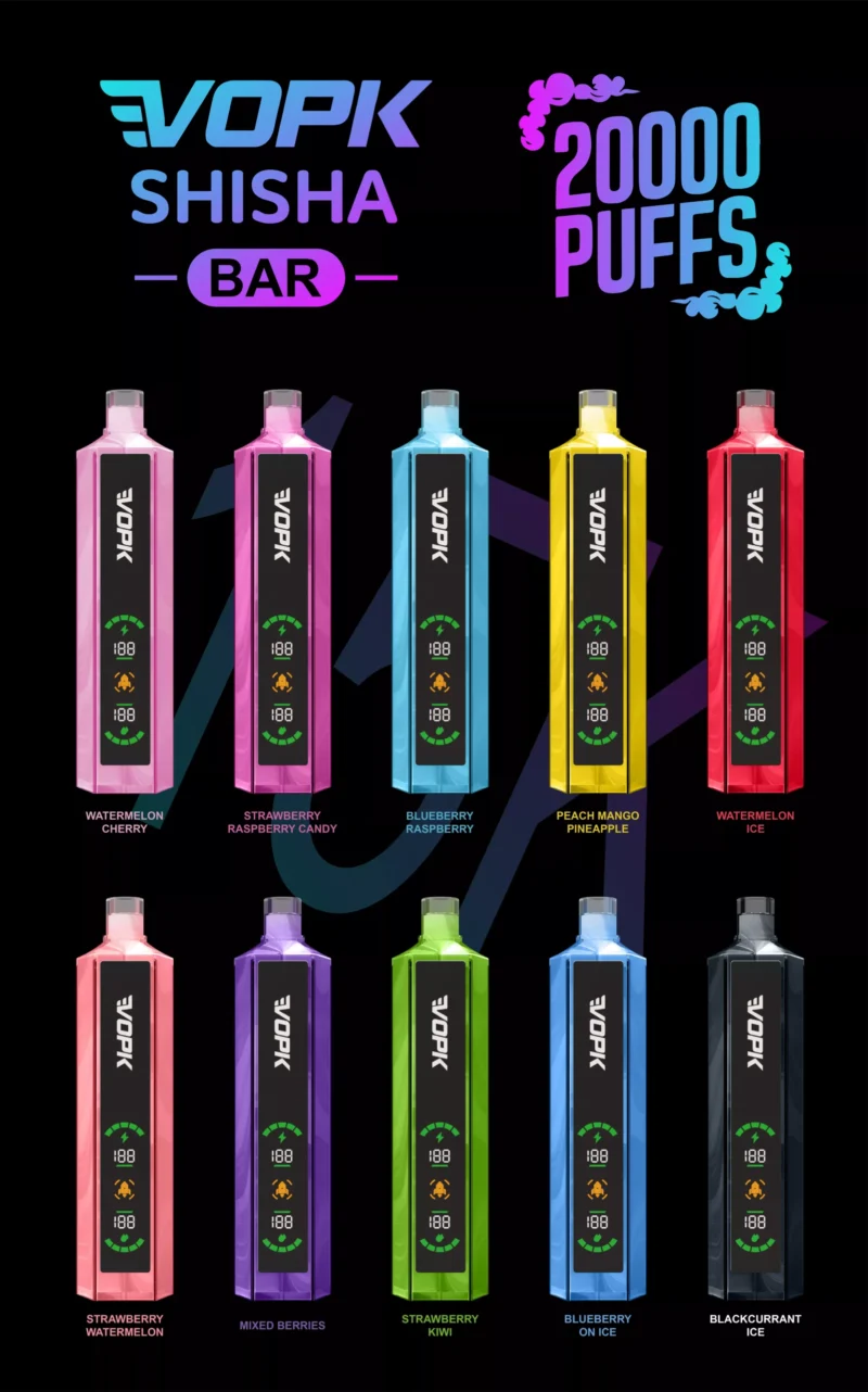 VOPK Shisha BAR 20000 Puffs 0% 2% 3% 5% Nicotine Rechargeable Wholesale LED Screen Disposable Vape 2
