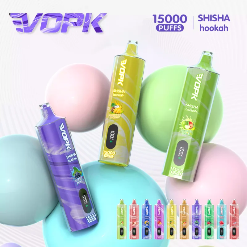 Top-Rated VOPK Shisha Hookah 15000 Puffs 0% 2% 3% 5% Nicotine Rechargeable Disposable Vape Wholesale LED Display Adjustable Airflow 2025 New 4