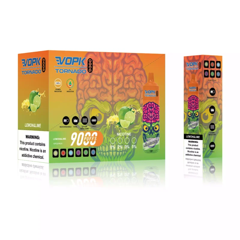 VOPK TORNADO 9000 Puffs 0 2 3 5 Low Nicotine Rechargeable Disposable Vape Wholesale 600 Mah Bottom LED 2025 Hot Original Factory 5 scaled