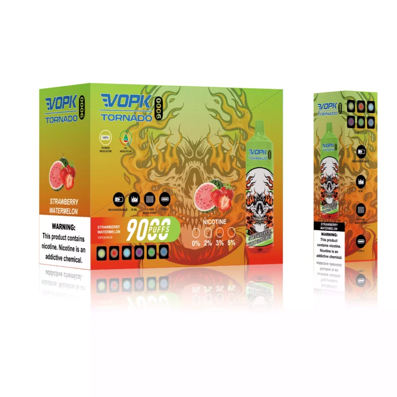 VOPK TORNADO 9000 Puffs 0 2 3 5 Low Nicotine Rechargeable Disposable Vape Wholesale 600 Mah Bottom LED 2025 Hot Original Factory 9 scaled