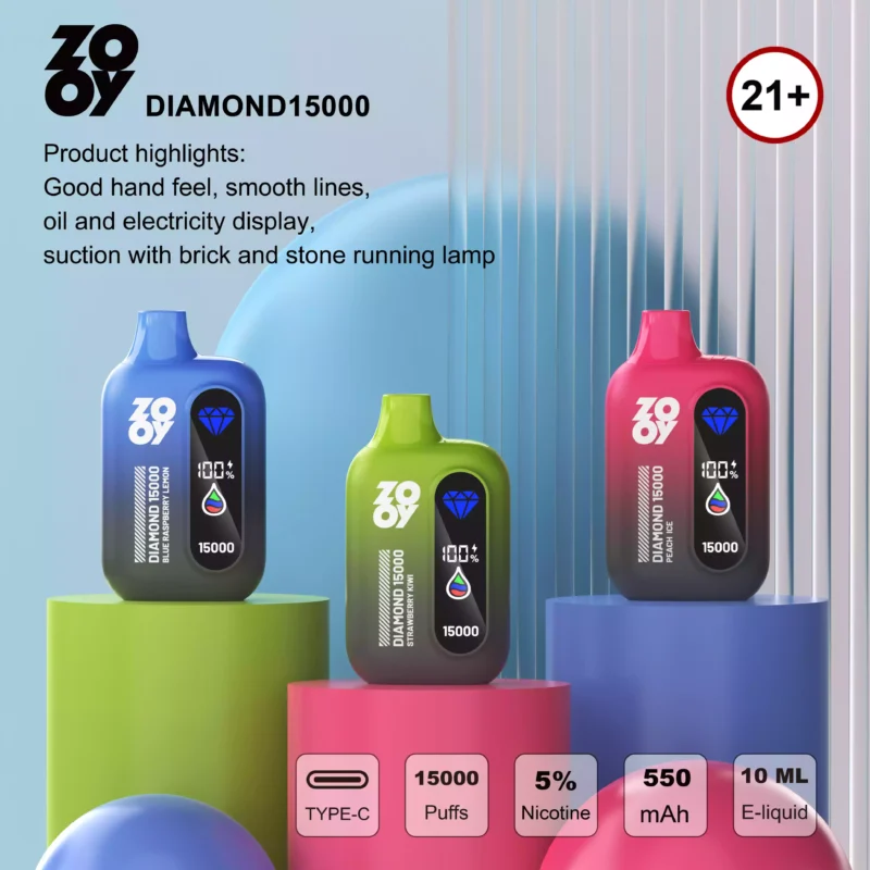 ZOOY DIAMOND 15000 Puffs Disposable Vape 25mL E Liquid Running Diamond Light 9 scaled